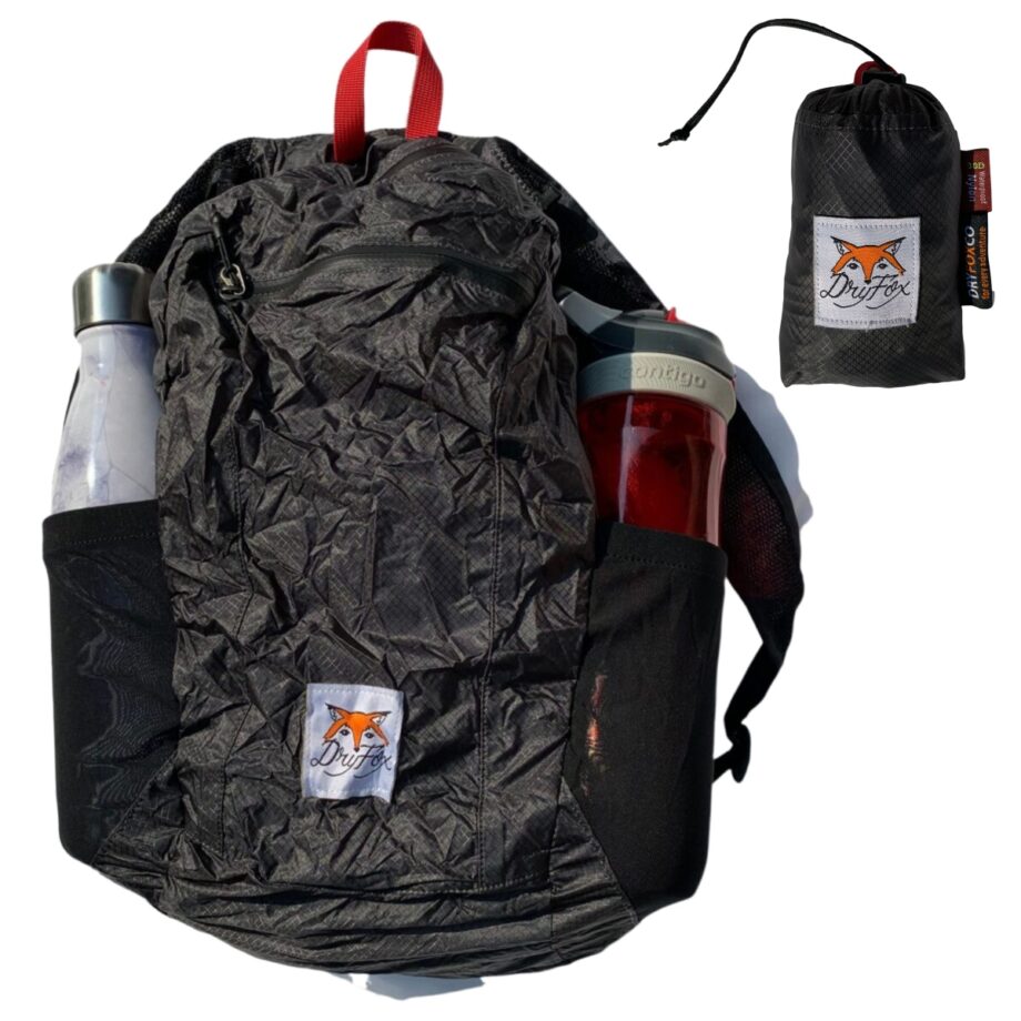 black backpack dryfoxco packable 16L